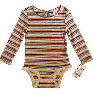 NWT OshKosh Striped Ribbed Long Sleeve Bodysuit Girls 12mo